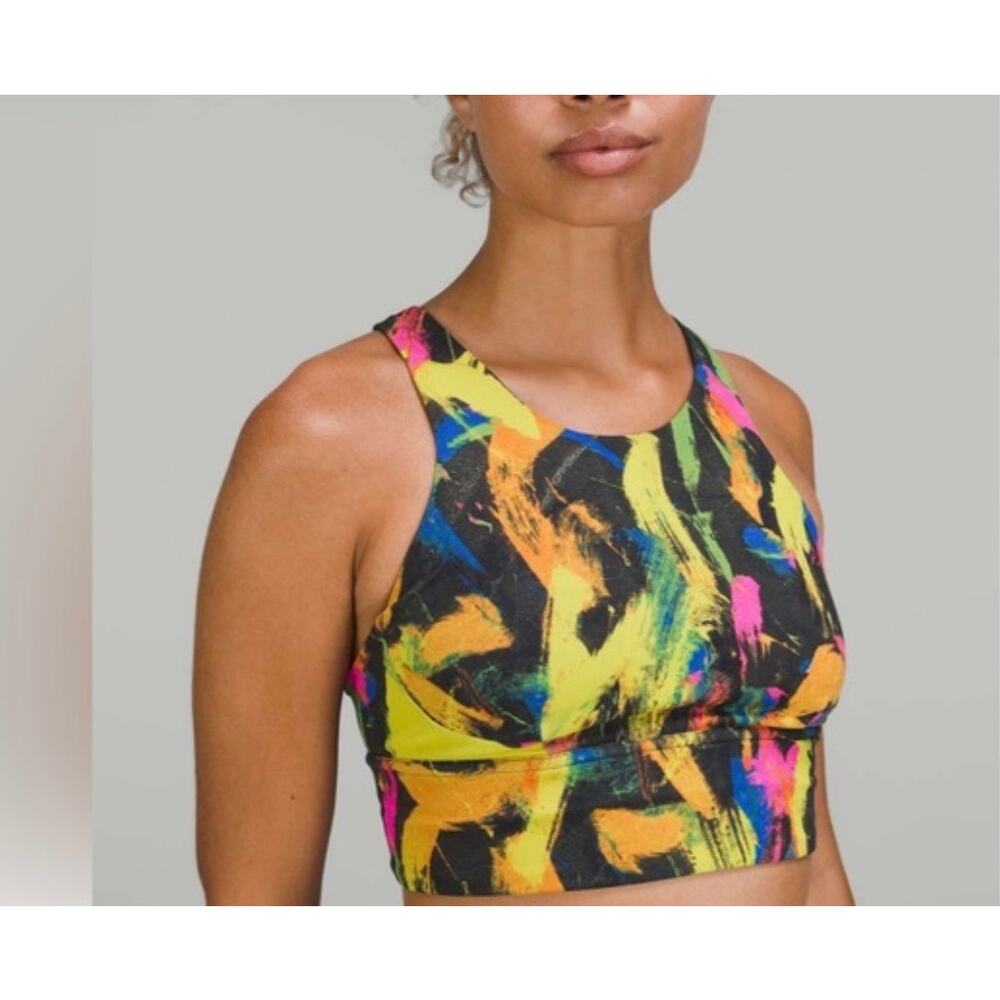 Lululemon Multi Color Wunder Train Longline Bra, Size 4 - Picture 1 of 7
